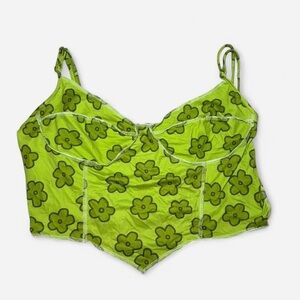 SHEIN Green Floral Corset Top